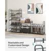 imageSONGMICS Stackable Shoe Rack 3 Tier Metal Shoes Rack Storage Shelf Holds up to 15 Pairs Adjustable Slanted Shelves Tower Organizer for Closet Entryway Small Spaces Black ULMR106BD01Grey