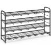 imageSONGMICS Stackable Shoe Rack 3 Tier Metal Shoes Rack Storage Shelf Holds up to 15 Pairs Adjustable Slanted Shelves Tower Organizer for Closet Entryway Small Spaces Black ULMR106BD01Black