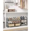 imageSONGMICS Stackable Shoe Rack 3 Tier Metal Shoes Rack Storage Shelf Holds up to 15 Pairs Adjustable Slanted Shelves Tower Organizer for Closet Entryway Small Spaces Black ULMR106BD01Black