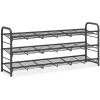 imageSONGMICS Stackable Shoe Rack 3 Tier Metal Shoes Rack Storage Shelf Holds up to 15 Pairs Adjustable Slanted Shelves Tower Organizer for Closet Entryway Small Spaces Black ULMR106BD01Black