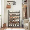 imageSONGMICS Stackable Shoe Rack 3 Tier Metal Shoes Rack Storage Shelf Holds up to 15 Pairs Adjustable Slanted Shelves Tower Organizer for Closet Entryway Small Spaces Black ULMR106BD01Black