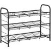 imageSONGMICS Stackable Shoe Rack 3 Tier Metal Shoes Rack Storage Shelf Holds up to 15 Pairs Adjustable Slanted Shelves Tower Organizer for Closet Entryway Small Spaces Black ULMR106BD01Black