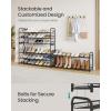 imageSONGMICS Stackable Shoe Rack 3 Tier Metal Shoes Rack Storage Shelf Holds up to 15 Pairs Adjustable Slanted Shelves Tower Organizer for Closet Entryway Small Spaces Black ULMR106BD01Black