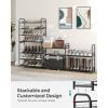 imageSONGMICS Stackable Shoe Rack 3 Tier Metal Shoes Rack Storage Shelf Holds up to 15 Pairs Adjustable Slanted Shelves Tower Organizer for Closet Entryway Small Spaces Black ULMR106BD01Black
