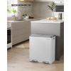 imageSONGMICS Trash Can 2 x 106 Gallon 2 x 40 L Garbage Can for Kitchen with 15 Trash Bags 2 Compartments Plastic Inner Buckets and Hinged Lids Airtight Black ULTB730B80White  Gray