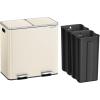 imageSONGMICS Trash Can 2 x 106 Gallon 2 x 40 L Garbage Can for Kitchen with 15 Trash Bags 2 Compartments Plastic Inner Buckets and Hinged Lids Airtight Black ULTB730B80Almond Color