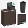 imageSONGMICS Trash Can 2 x 106 Gallon 2 x 40 L Garbage Can for Kitchen with 15 Trash Bags 2 Compartments Plastic Inner Buckets and Hinged Lids Airtight Black ULTB730B80Brown