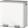 imageSONGMICS Trash Can 2 x 106 Gallon 2 x 40 L Garbage Can for Kitchen with 15 Trash Bags 2 Compartments Plastic Inner Buckets and Hinged Lids Airtight Black ULTB730B80White  Gray