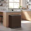 imageSONGMICS Trash Can 2 x 106 Gallon 2 x 40 L Garbage Can for Kitchen with 15 Trash Bags 2 Compartments Plastic Inner Buckets and Hinged Lids Airtight Black ULTB730B80Brown