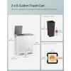 imageSONGMICS Trash Can 2 x 106 Gallon 2 x 40 L Garbage Can for Kitchen with 15 Trash Bags 2 Compartments Plastic Inner Buckets and Hinged Lids Airtight Black ULTB730B80White  Gray