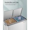 imageSONGMICS Trash Can 2 x 106 Gallon 2 x 40 L Garbage Can for Kitchen with 15 Trash Bags 2 Compartments Plastic Inner Buckets and Hinged Lids Airtight Black ULTB730B80White  Gray