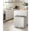 imageSONGMICS Trash Can 2 x 106 Gallon 2 x 40 L Garbage Can for Kitchen with 15 Trash Bags 2 Compartments Plastic Inner Buckets and Hinged Lids Airtight Black ULTB730B80Silver  Black