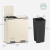 imageSONGMICS Trash Can 2 x 106 Gallon 2 x 40 L Garbage Can for Kitchen with 15 Trash Bags 2 Compartments Plastic Inner Buckets and Hinged Lids Airtight Black ULTB730B80Almond Color
