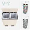 imageSONGMICS Trash Can 2 x 106 Gallon 2 x 40 L Garbage Can for Kitchen with 15 Trash Bags 2 Compartments Plastic Inner Buckets and Hinged Lids Airtight Black ULTB730B80Almond Color
