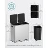 imageSONGMICS Trash Can 2 x 106 Gallon 2 x 40 L Garbage Can for Kitchen with 15 Trash Bags 2 Compartments Plastic Inner Buckets and Hinged Lids Airtight Black ULTB730B80Silver  Black