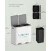 imageSONGMICS Trash Can 2 x 106 Gallon 2 x 40 L Garbage Can for Kitchen with 15 Trash Bags 2 Compartments Plastic Inner Buckets and Hinged Lids Airtight Black ULTB730B80White  Gray