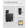 imageSONGMICS Trash Can 2 x 106 Gallon 2 x 40 L Garbage Can for Kitchen with 15 Trash Bags 2 Compartments Plastic Inner Buckets and Hinged Lids Airtight Black ULTB730B80Black