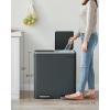 imageSONGMICS Trash Can 2 x 106 Gallon 2 x 40 L Garbage Can for Kitchen with 15 Trash Bags 2 Compartments Plastic Inner Buckets and Hinged Lids Airtight Black ULTB730B80GreenishGray