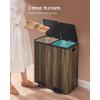 imageSONGMICS Trash Can 2 x 106 Gallon 2 x 40 L Garbage Can for Kitchen with 15 Trash Bags 2 Compartments Plastic Inner Buckets and Hinged Lids Airtight Black ULTB730B80Dark Walnut