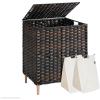 imageSONGMICS 2Section Laundry Hamper with Lid 29 Gal 110L PE Rattan Laundry Basket with Removable Washable Liners for Bedroom amp Living Room Goose Yellow ULCB222YE01Chestnut Brown