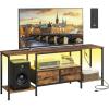 imageSONGMICS BELLAH Collection  TV Stand with Power Outlets and Lights Entertainment Center Media Console for TVs Up to 70 Inches Living Room Shelves Drawers Modern Ink Black ULGS420B101SRustic Brown