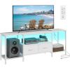 imageSONGMICS BELLAH Collection  TV Stand with Power Outlets and Lights Entertainment Center Media Console for TVs Up to 70 Inches Living Room Shelves Drawers Modern Ink Black ULGS420B101SCloud White