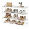 imageSONGMICS Bamboo Shoe Rack for Closet Stackable Shoe Oragnizer with Modular Structure SpaceSaving Free Standing Shelf for Entryway Bedroom 3Tier Holds 1216 Pairs Natural Color ULBS053YL01Cloud White