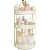 imageSONGMICS Makeup Organizer 3Tier Skincare Organizer Countertop Customizable 2 Types of Accessories Jewelry Holder for Vanity Bedroom Bathroom Pale Green UJKA013C01Cloud White