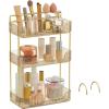 imageSONGMICS Makeup Organizer 3Tier Skincare Organizer Countertop Customizable 2 Types of Accessories Jewelry Holder for Vanity Bedroom Bathroom Pale Green UJKA013C01Champagne Gold