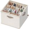 imageSONGMICS Shoe Organizer for Closet Fabric Shoe Organizer Box with Adjustable Dividers Storage Compartments Stackable Transparent Lid for up to 16 Pairs Set of 2 Cappuccino Beige ULSP622LH01Cappuccino Beige