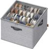 imageSONGMICS Shoe Organizer for Closet Fabric Shoe Organizer Box with Adjustable Dividers Storage Compartments Stackable Transparent Lid for up to 16 Pairs Set of 2 Cappuccino Beige ULSP622LH01Dove Gray
