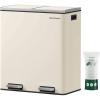 imageSONGMICS Trash Can 2 x 106 Gallon 2 x 40 L Garbage Can for Kitchen with 15 Trash Bags 2 Compartments Plastic Inner Buckets and Hinged Lids Airtight Black ULTB730B80Almond Color