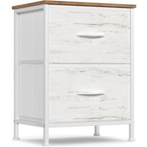 imageSONGMICS BELLAH Collection  Dressers for Bedroom Chest of Drawers Nightstands 2 Drawers Storage Organizer Unit Closet Entryway Set of 2 Modern Cloud White and Snow White ULGS112WH03SRustic White  Honey Brown