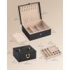 imageSONGMICS 2Layer Jewelry Box Organizer Jewelry Storage Case with Removable Tray and Handle for Necklaces Earrings Rings Bracelets 67 x 81 x 37 Inches Gift Idea Jelly Pink UJBC208SA01SBlack
