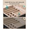 imageSONGMICS 2Layer Jewelry Box Organizer Jewelry Storage Case with Removable Tray and Handle for Necklaces Earrings Rings Bracelets 67 x 81 x 37 Inches Gift Idea Jelly Pink UJBC208SA01SBlack
