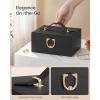 imageSONGMICS 2Layer Jewelry Box Organizer Jewelry Storage Case with Removable Tray and Handle for Necklaces Earrings Rings Bracelets 67 x 81 x 37 Inches Gift Idea Jelly Pink UJBC208SA01SBlack