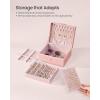 imageSONGMICS 2Layer Jewelry Box Organizer Jewelry Storage Case with Removable Tray and Handle for Necklaces Earrings Rings Bracelets 67 x 81 x 37 Inches Gift Idea Jelly Pink UJBC208SA01SJelly Pink
