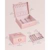 imageSONGMICS 2Layer Jewelry Box Organizer Jewelry Storage Case with Removable Tray and Handle for Necklaces Earrings Rings Bracelets 67 x 81 x 37 Inches Gift Idea Jelly Pink UJBC208SA01SJelly Pink
