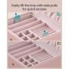 imageSONGMICS 2Layer Jewelry Box Organizer Jewelry Storage Case with Removable Tray and Handle for Necklaces Earrings Rings Bracelets 67 x 81 x 37 Inches Gift Idea Jelly Pink UJBC208SA01SJelly Pink