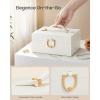 imageSONGMICS 2Layer Jewelry Box Organizer Jewelry Storage Case with Removable Tray and Handle for Necklaces Earrings Rings Bracelets 67 x 81 x 37 Inches Gift Idea Jelly Pink UJBC208SA01SCream White