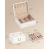 imageSONGMICS 2Layer Jewelry Box Organizer Jewelry Storage Case with Removable Tray and Handle for Necklaces Earrings Rings Bracelets 67 x 81 x 37 Inches Gift Idea Jelly Pink UJBC208SA01SCream White