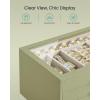 imageSONGMICS 3Layer Jewelry Box with Glass Window Jewelry Storage Organizer with 3 Drawers Golden Handles for Rings Earrings Bracelets Gift Idea Cream White 63 x 94 x 49 Inches UJBC206WD02SSage Green