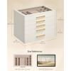 imageSONGMICS 3Layer Jewelry Box with Glass Window Jewelry Storage Organizer with 3 Drawers Golden Handles for Rings Earrings Bracelets Gift Idea Cream White 63 x 94 x 49 Inches UJBC206WD02SCream White