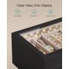 imageSONGMICS 3Layer Jewelry Box with Glass Window Jewelry Storage Organizer with 3 Drawers Golden Handles for Rings Earrings Bracelets Gift Idea Cream White 63 x 94 x 49 Inches UJBC206WD02SBlack