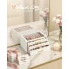 imageSONGMICS 3Layer Jewelry Box with Glass Window Jewelry Storage Organizer with 3 Drawers Golden Handles for Rings Earrings Bracelets Gift Idea Cream White 63 x 94 x 49 Inches UJBC206WD02SCream White