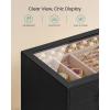 imageSONGMICS 3Layer Jewelry Box with Glass Window Jewelry Storage Organizer with 3 Drawers Golden Handles for Rings Earrings Bracelets Gift Idea Cream White 63 x 94 x 49 Inches UJBC206WD02SBlack