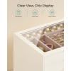 imageSONGMICS 3Layer Jewelry Box with Glass Window Jewelry Storage Organizer with 3 Drawers Golden Handles for Rings Earrings Bracelets Gift Idea Cream White 63 x 94 x 49 Inches UJBC206WD02SCream White