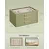 imageSONGMICS 3Layer Jewelry Box with Glass Window Jewelry Storage Organizer with 3 Drawers Golden Handles for Rings Earrings Bracelets Gift Idea Cream White 63 x 94 x 49 Inches UJBC206WD02SSage Green