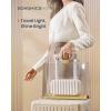 imageSONGMICS 3Tier Jewelry Organizer with Glass Lid and Rectangular Travel Jewelry Box Bundle with Drawers Mirror PU Modern Gift Idea Cloud White UJBC239WT and UJBC180W01