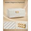 imageSONGMICS HOME Large Capacity Jewelry Box with Mirror Jewelry Organizer with a Drawer PU Surface with Stitching 106 x 15 x 63 Inches Cloud White ANAH Collection UJBC184W01